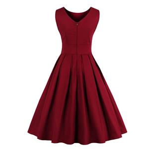 Elegant 1950's Vintage Red Cocktail Party Dress N11943