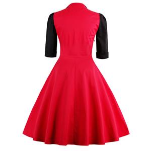 Vintage Retro Patchwork Cocktail Party Swing Valentine's Day Dress N12438
