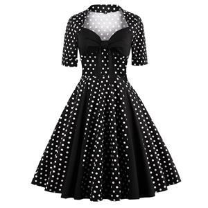Vintage Retro Polka Dot Cocktail Party Swing Dress N12439