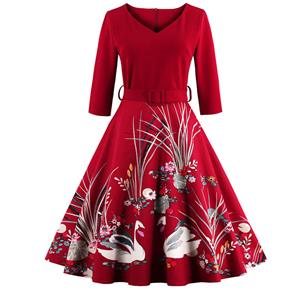 Retro Dresses for Women 1960, Christmas Dress, Vintage Dresses 1950's, Vintage Dress for Women, Sexy Dresses for Women, Cheap Cocktail Party Dress, Gothic Vintage Floral Print Prom Dress, #N12445