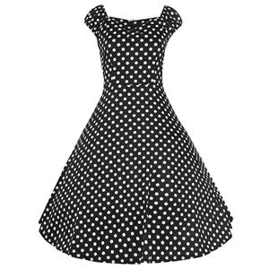 Classical 1950's Vintage Polka Dot Print Casual Dress N12082