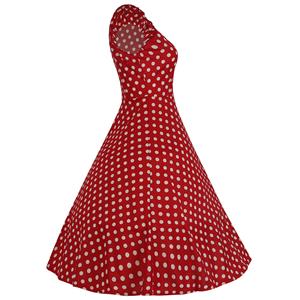 Classical 1950's Vintage Polka Dot Print Casual Dress N12134