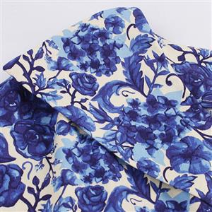Women's 50s Retro V Neck Short Sleeve Floral Print Rockabilly Pinup Swing Dress N14644