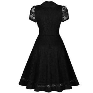 Sexy Black Lace Casual Evening Party Swing Dress N12048