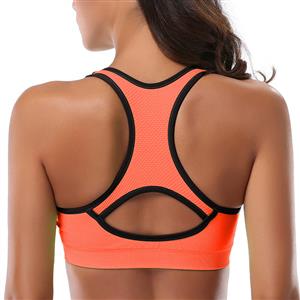 Women's Orange High Impact Workout Yoga Running Sports Bras Racerback N14712