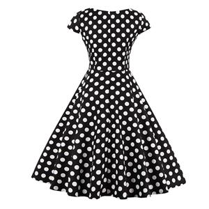 1950's  Vintage Polka Dot Casual Swing Dress N11885