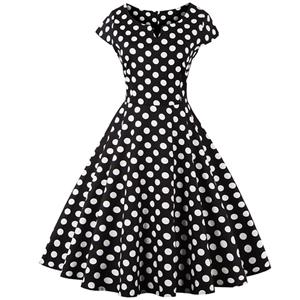 1950's  Vintage Polka Dot Casual Swing Dress N11885