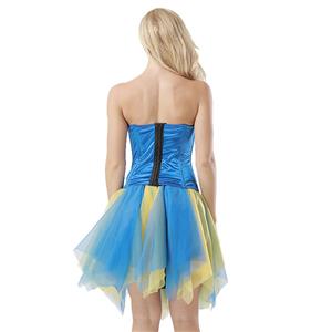 Underwire Cup Plastic Boned Wonderful Woman Corset Tulle Petticoat Set Halloween Costume N15016