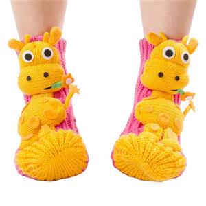 3D Cartoon Animal Woolen Knitted Socks, Household Socks, Comfortable Socks, Christmas Socks, #HG12112