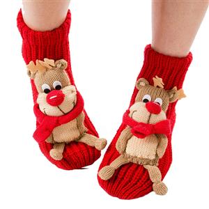Adult 3D Cartoon Animal Household Floor Woolen Knitted Christmas Socks HG12113