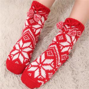 Woolen Knitted Socks, Household Socks, Comfortable Socks, Thick Stockings, Winter Socks, Slipper Socks, Christmas Stocking, #HG12119