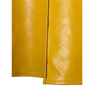 Fashion Women's Yellow High-Waist A-line Faux Leather Long Skirt N15754