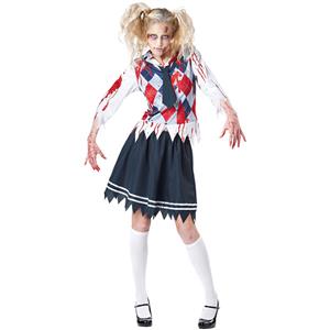 Hot Sale Halloween Costume, Crazy Scary Costume, Women's Scary Zombie Costume, School Uniform Costume, Adult Costume, Bloody Costume, #N11802