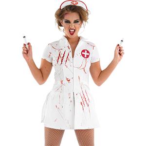 Horror Costume, Halloween Costume with Blood, Zoombie Costume, Scary Costume, Women's Costume, Bloody Costume, Nurse Costume, #N11797