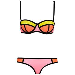 Sexy Pink Swimsuit, Fashion Push Up Padded Bikini Set, Cheap Women's Swimwear Beachwear, Hot Sale Bikini Set, #BK10291