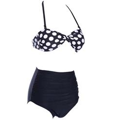 Fashion Black Wave Point High Waist Bikini Set BK10296