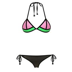 Sexy Black Bikini Set, Halter Neck Bikini Set, Cheap Patchwork Triangle Bikini Set, Women's Beachwear Swimwear Bikini, #BK10302