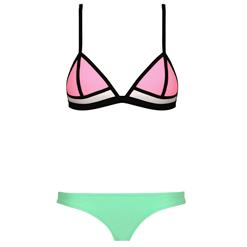 Sexy Turquoise Bikini Set, Fashion Straps Bikini Set, Cheap Patchwork Triangle Bikini Set, Women's Beachwear Swimwear Bikini, #BK10305