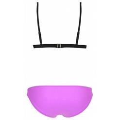 Fashion Sexy Purple Straps Patchwork Triangle Bikini Set BK10307