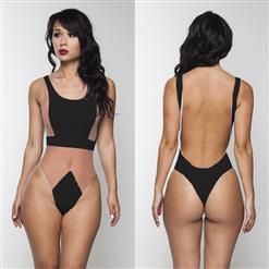 New Fashion Black and Nude Backless Swimsuit BK10595