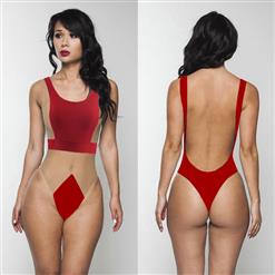 New Fashion Red and Nude Backless Swimsuit BK10596