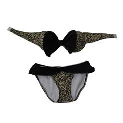 Women's Sexy Strapless Leopard Print with Big Bow Bikini Set BK10722