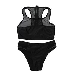 Fashion Black Vest Bikini Set with Zipper BK10723