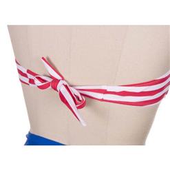 Fashion Red and Blue Halter Stripe High Waist Bikini Set BK10726