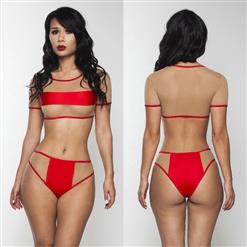 Sexy Nude and Red Bikini Set BK10768