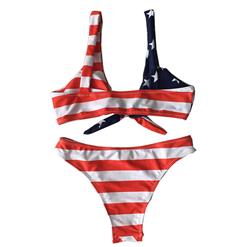 Sexy Bandage Type Bra Top Flag Pattern Beachwear Bikini Set BK17979