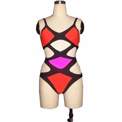 Enticing Split Color Cut Out Swimsuit BK8088