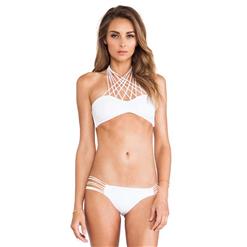 White Line Deign Backless Bikini,  Multi Line Connect Strap Swimsuit,  Beach Bikini Swimsuit, #BK9415