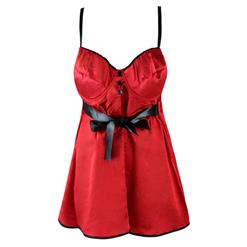 Sexy Red Gallus Full Coverage Babydoll Lingerie C8365