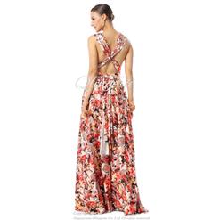 Changeable A-line Natural Waist Floral Knit Floor-Length Evening Dress F30001