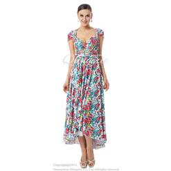 Changeable A-line Natural Waist Asymmetrical Drape Floral Knit Prom Dresses F30002