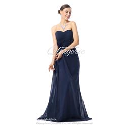 2018 Comfortable Dark-Blue Sweetheart Flower A-Line Zipper-up Floor-Length Prom Dress F30011