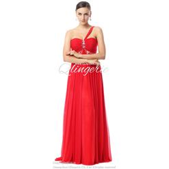 2018 Elegant Red A-line One-Shoulder Sweetheart Crystal Floor-Length Prom Dresses on sale F30012