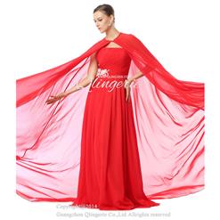 2018 Amazing Red Chiffon Appliques Beading Strapless Sleeveless Floor-Length Evening Dresses F30015