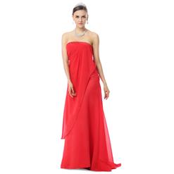 2018 Hot Selling Red Sleeveless Natural Waist Drape Beading Chiffon Long Formal Dresses F30016
