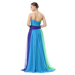 2018 Colorful A-line Sweetheart Ruffles Crystal Tencel Chiffon Floor-Length Prom Dresses F30017