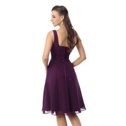 2015 Vintage Purple A-line Straps Square Neckline Empire Knee-Length Prom/Homecoming Dresses F30049