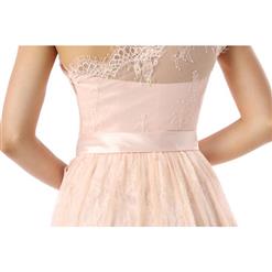 2018 Charming Pearl Pink A-line One-shoulder Lace Satin Short Homecoming/Prom Dresses F30064