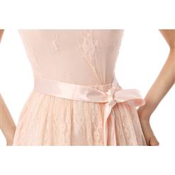 2015 Charming Pearl Pink A-line One-shoulder Lace Satin Short Homecoming/Prom Dresses F30064