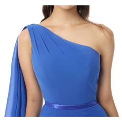 2018 Graceful Aqua-Blue Sheath/Column One-shoulder Short Chiffon Formal/Cocktail Dresses F30068