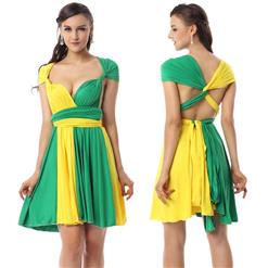 2018 Changeable Green Yellow Empire Waist Sleeveless Short Multicolor Knit Cocktail/Party Dresses F30079
