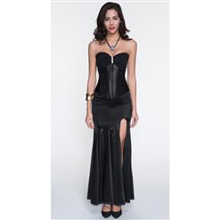 Sexy Charming Black Split-Side Pleated Maxi Dress HG10463