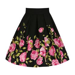 1950's Vintage Skater Skirt, Skater Skirt, Floral Skirt, Casual Skirt, A Line Swing Skirt, #HG11813