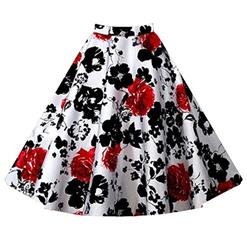 1950's Vintage Skater Skirt, Skater Skirt, Floral Skirt, Casual Skirt, A Line Swing Skirt, #HG11817