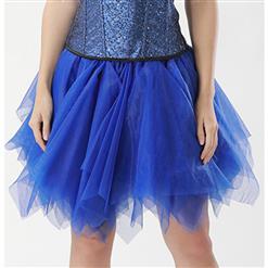 Mesh Skirt, Ballerina Style Skirt, Sexy Tulle Skirt, Tutu Tulle Mini Petticoat, Zigzag Tulle Mesh Skirt, Elastic Tulle Skirt Blue, #HG15006