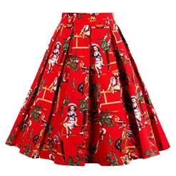1950's Vintage Skater Skirt, Sexy Skater Skirt for Women, A Line Pleated Skirt, Floral Print Skirt, Retro Fashion Skirts, #HG15043